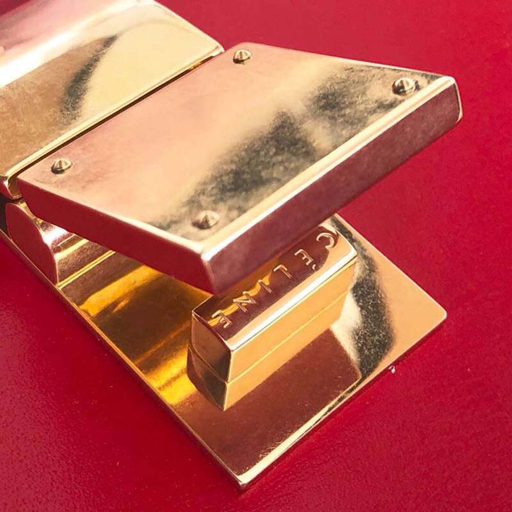 Celine Women Small Classic Bag in Box Calfskin Leather-Red - image 10