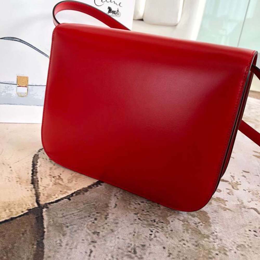 Celine Women Small Classic Bag in Box Calfskin Leather-Red - image 6
