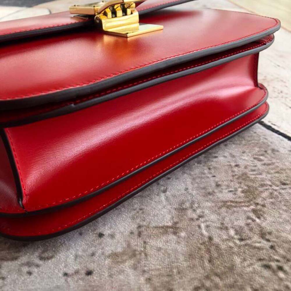 Celine Women Small Classic Bag in Box Calfskin Leather-Red - image 5
