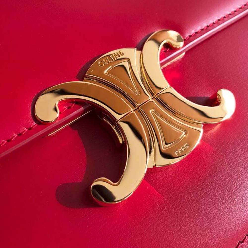 Celine Women Teen Triomphe Bag in Shiny Calfskin-Red - image 11