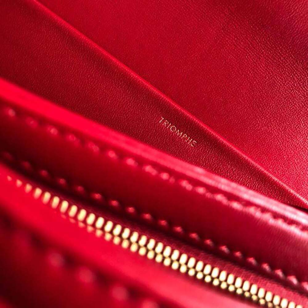 Celine Women Teen Triomphe Bag in Shiny Calfskin-Red - image 13