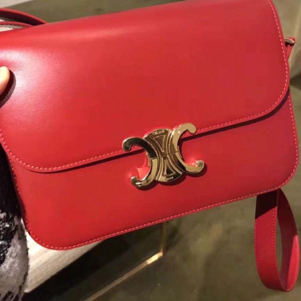 Celine Women Teen Triomphe Bag in Shiny Calfskin-Red - image 5