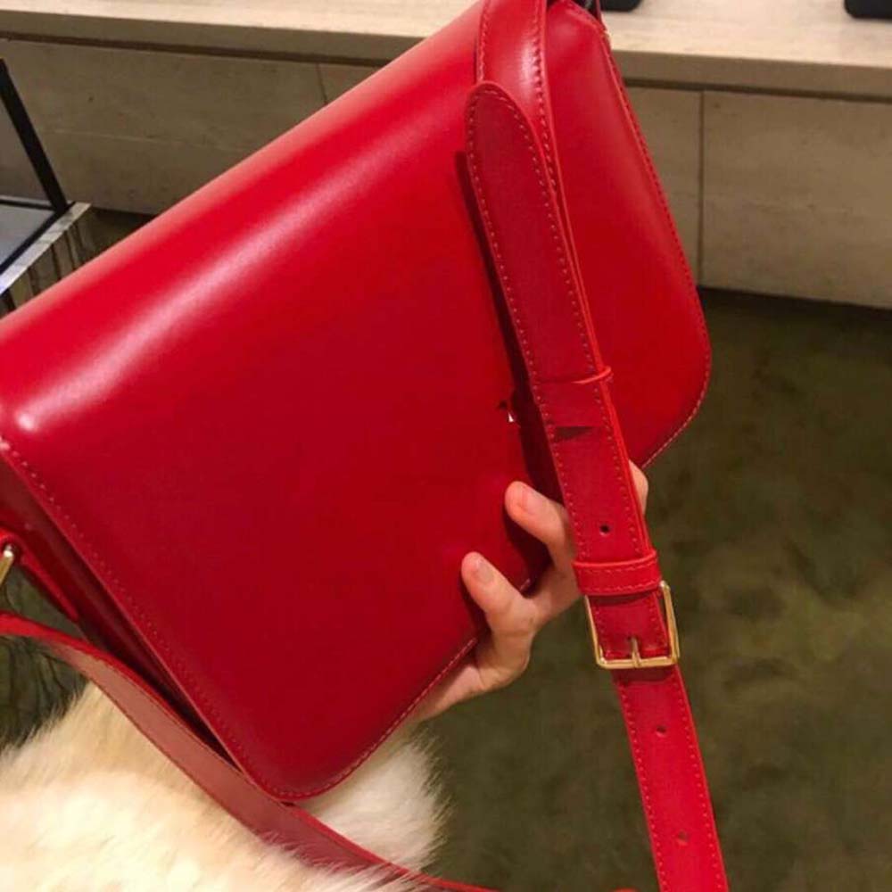 Celine Women Teen Triomphe Bag in Shiny Calfskin-Red - image 8