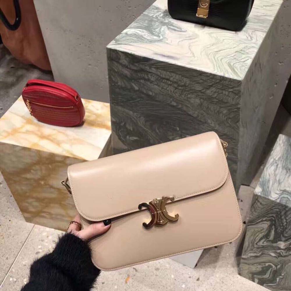 Celine Women Teen Triomphe Bag in Shiny Calfskin-Sandy - image 4