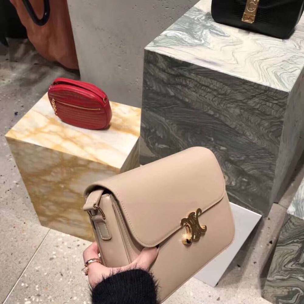 Celine Women Teen Triomphe Bag in Shiny Calfskin-Sandy - image 6