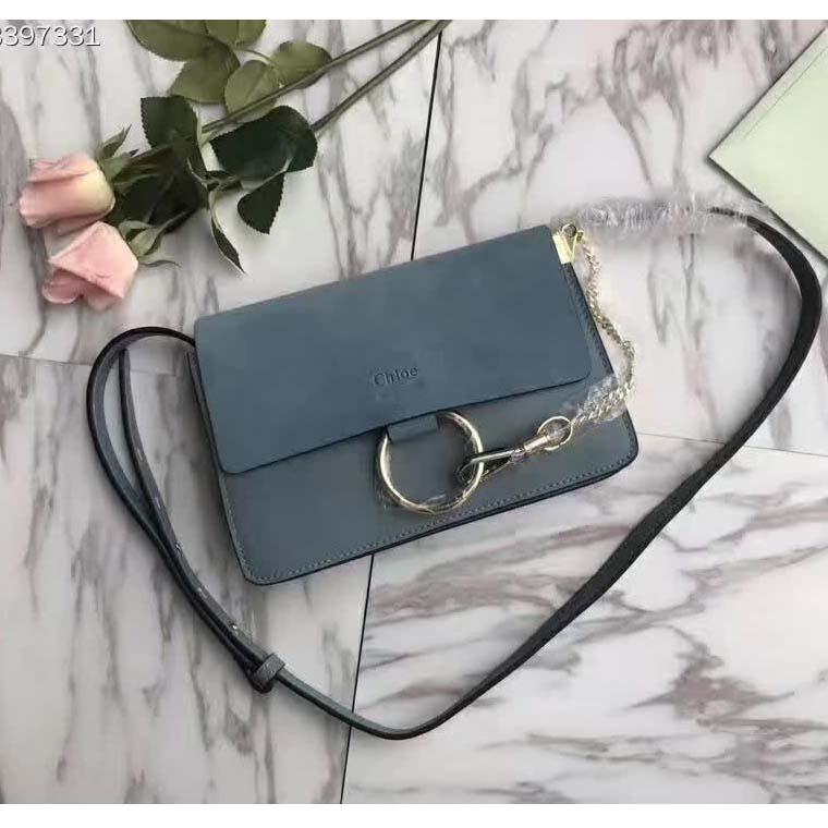 Close-up of gold-tone ring hardware on Chloe Faye Small Shoulder Bag