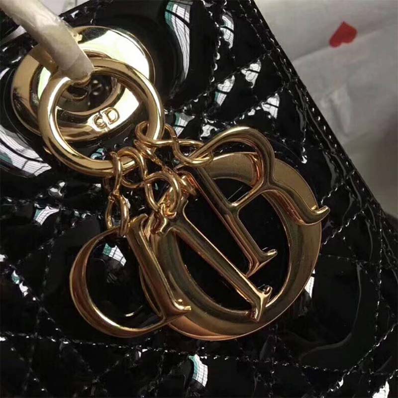 Dior Lady Dior Bag in Bright Patent Calfskin-Black - image 8