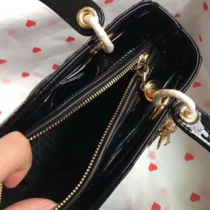Dior Lady Dior Bag in Bright Patent Calfskin-Black - image 6