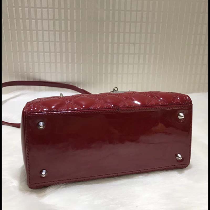 Dior Lady Dior Bag in Patent Cannage Calfskin-Maroon - image 4