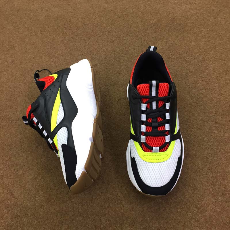 Dior Men Black Red Yellow Canvas and Calfskin Trainer - image 4