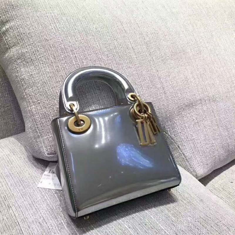 Dior Mini Lady Dior Bag Chain Silver-Tone Metallic Calfskin - image 5