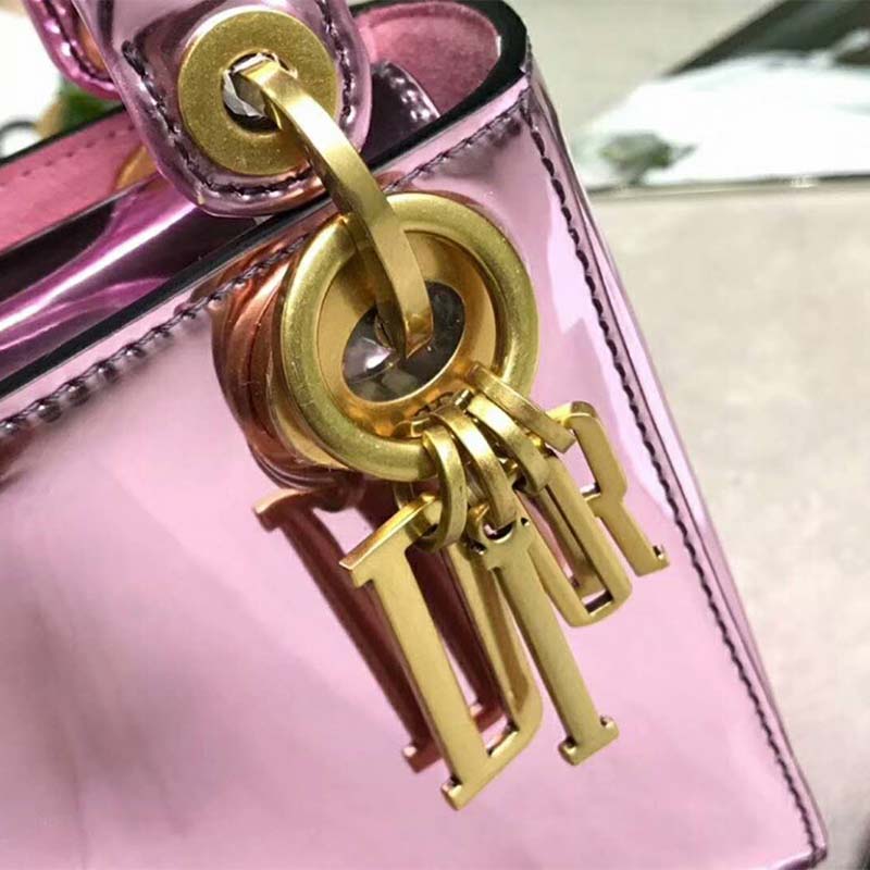 Dior Mini Lady Dior Bag with Chain Pink Metallic Calfskin - image 6