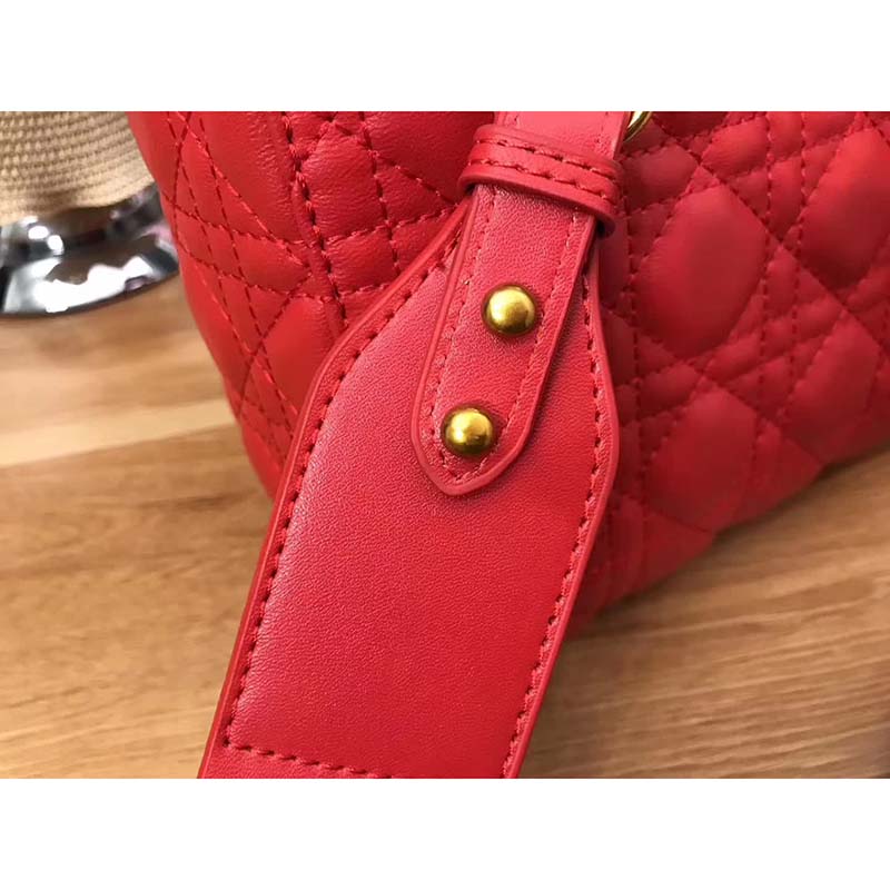 Dior My Lady Dior Bag in Cannage Lambskin-Red - image 8