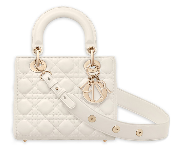 Front view of Dior My Lady Dior Bag in Cannage Lambskin-White