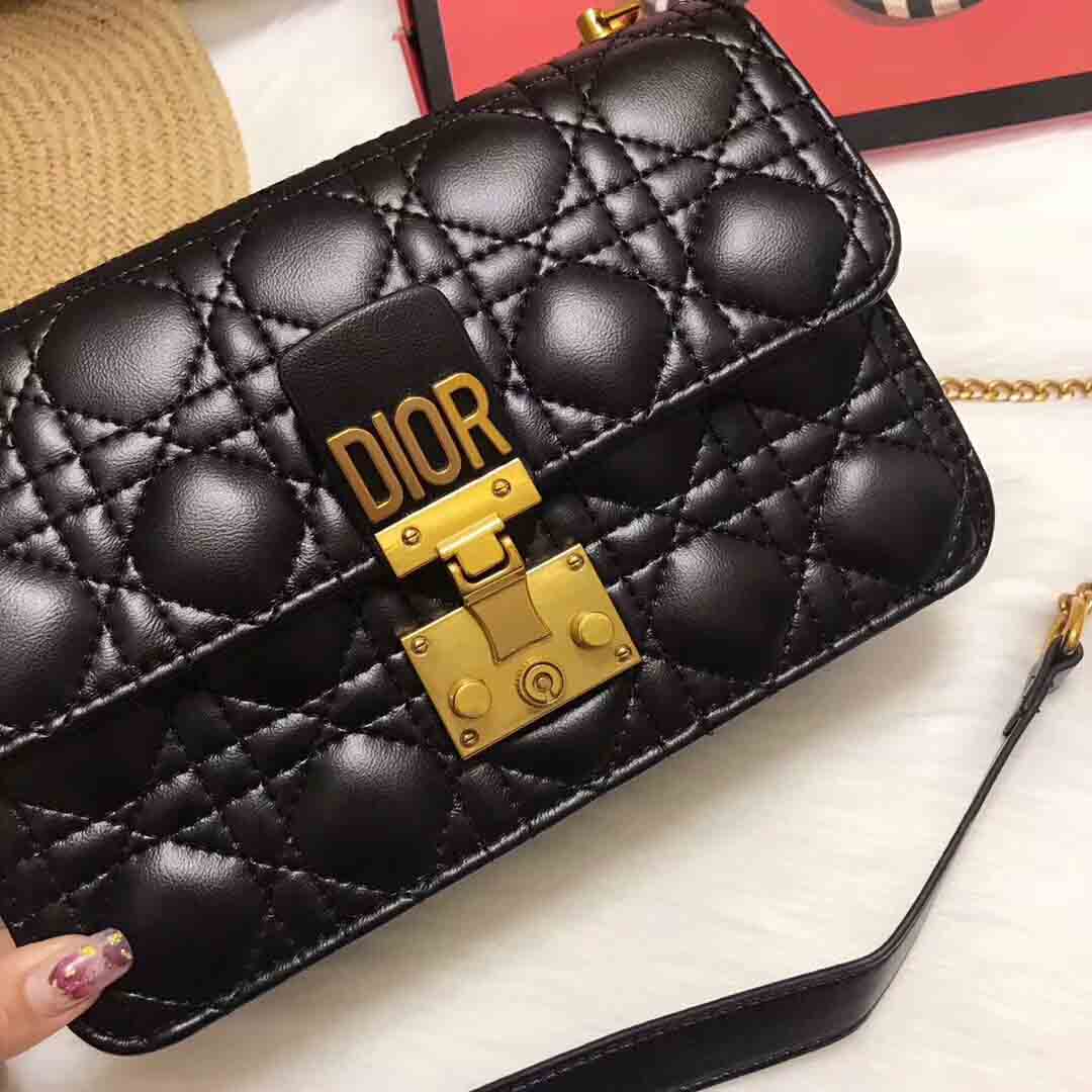 Dior Small Dioraddict Flap Bag in Cannage Lambskin-Black - image 7