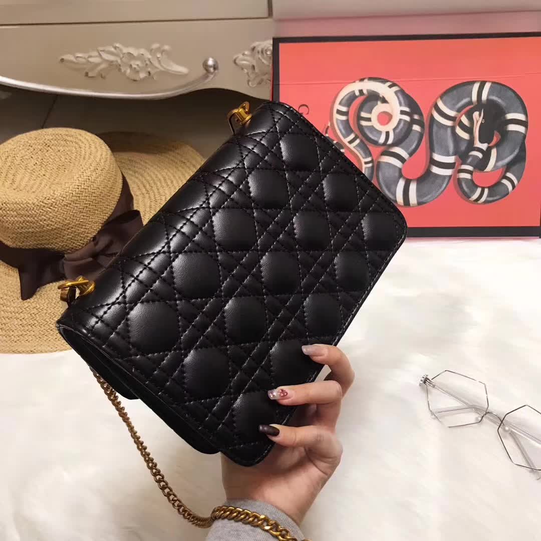 Dior Small Dioraddict Flap Bag in Cannage Lambskin-Black - image 4