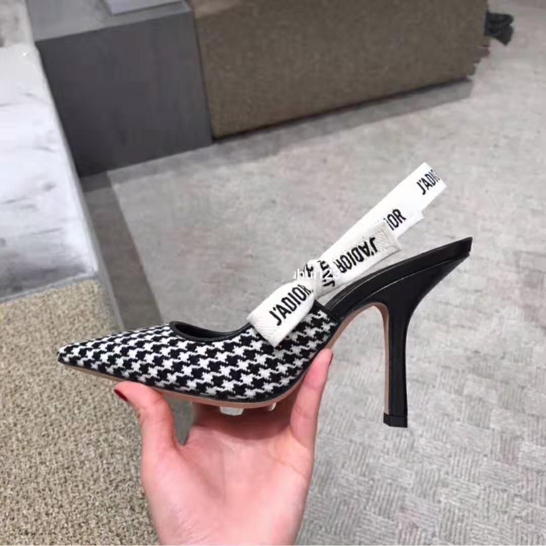 Dior Woman J’adior Wool Houndstooth Slingback Pump 10 cm Height-Black - image 7