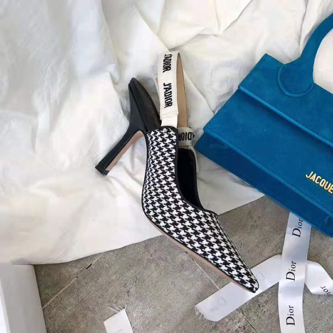 Dior Woman J’adior Wool Houndstooth Slingback Pump 10 cm Height-Black - image 6