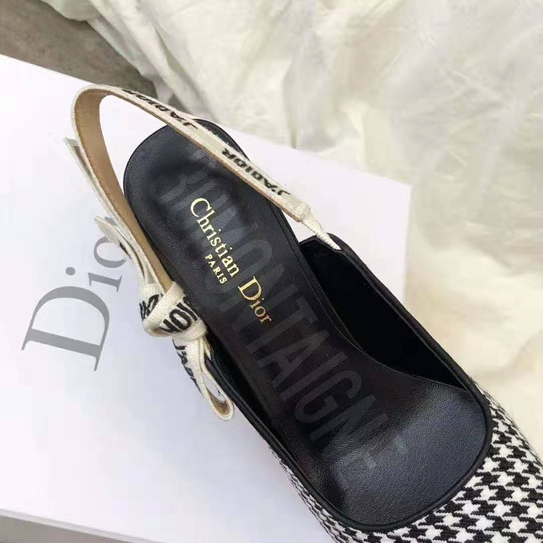 Dior Woman J’adior Wool Houndstooth Slingback Pump 10 cm Height-Black - image 9
