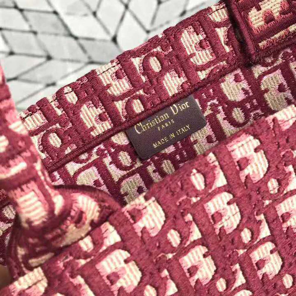 Dior Women Book Tote Dior Oblique Bag in Embroidered Canvas-Maroon - image 4