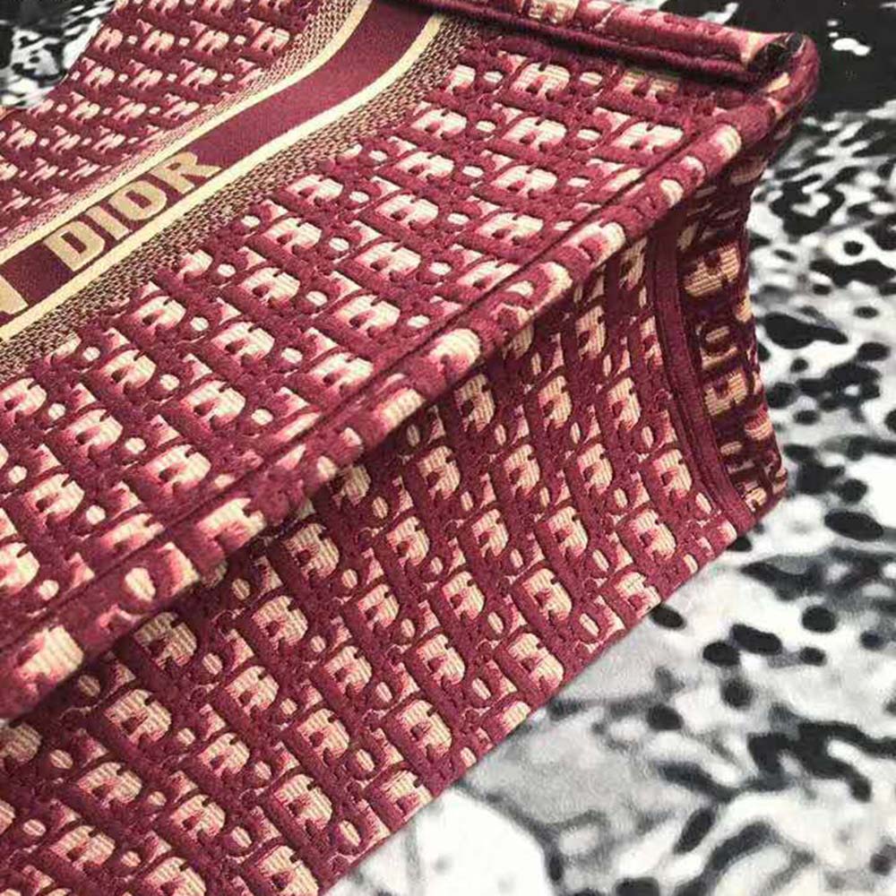 Dior Women Book Tote Dior Oblique Bag in Embroidered Canvas-Maroon - image 10