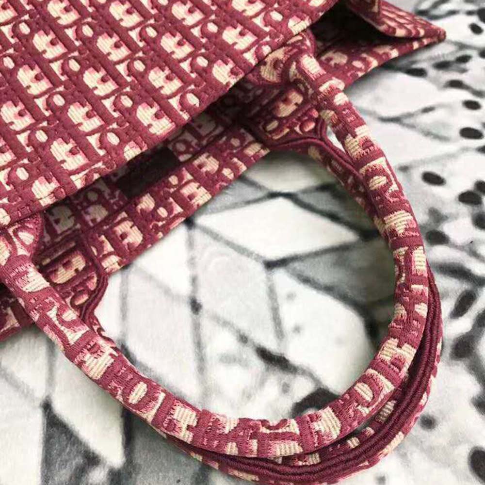 Dior Women Book Tote Dior Oblique Bag in Embroidered Canvas-Maroon - image 9