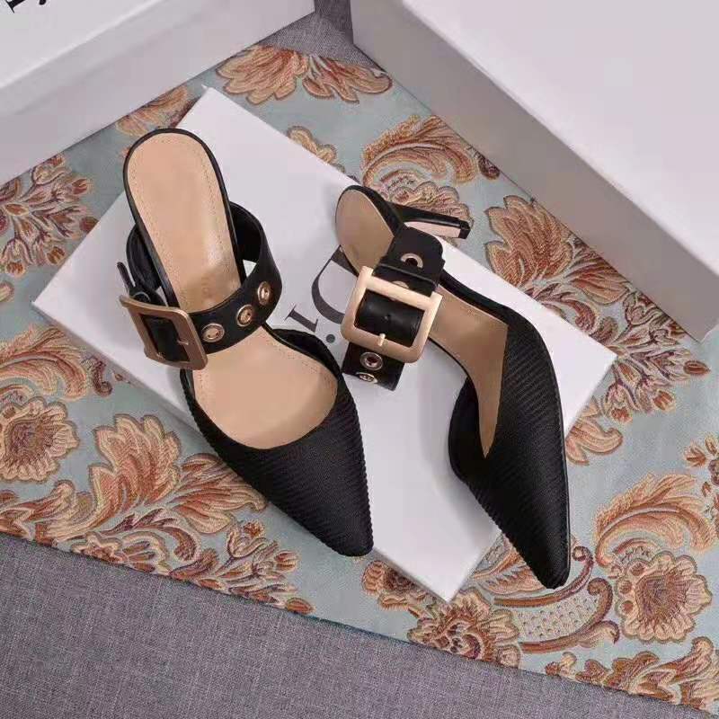 Dior Women D-Dior Mule Technical Canvas Calfskin 6.5 cm Heel-Black - image 7