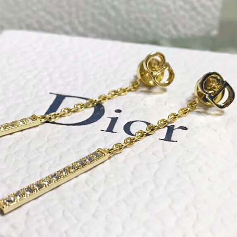 Dior Women D-Round Earrings-Gold worn with elegant evening attire