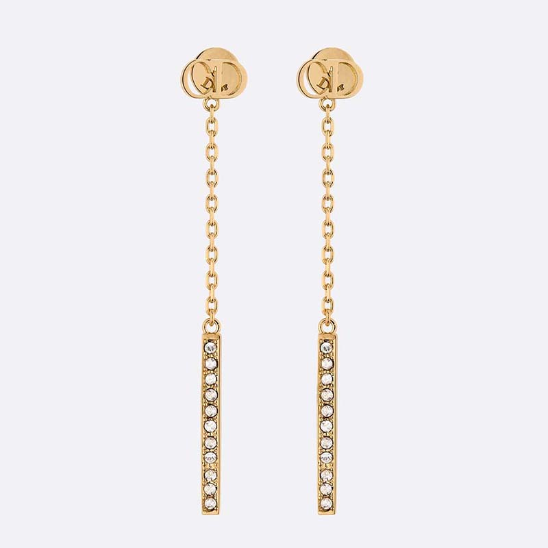 Close-up of Dior Women D-Round Earrings-Gold polished finish