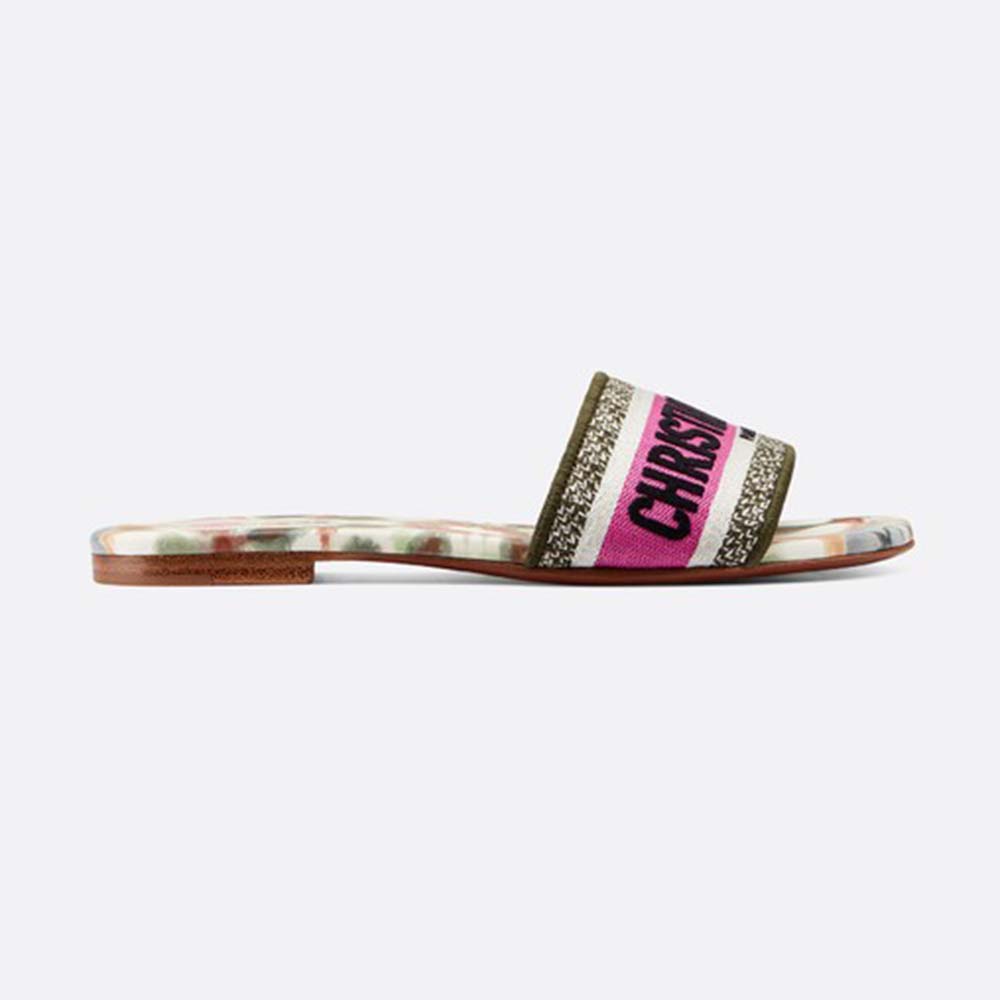 Front view of Dior Women D-Way Kaleidiorscopic Slide-Rose sandal