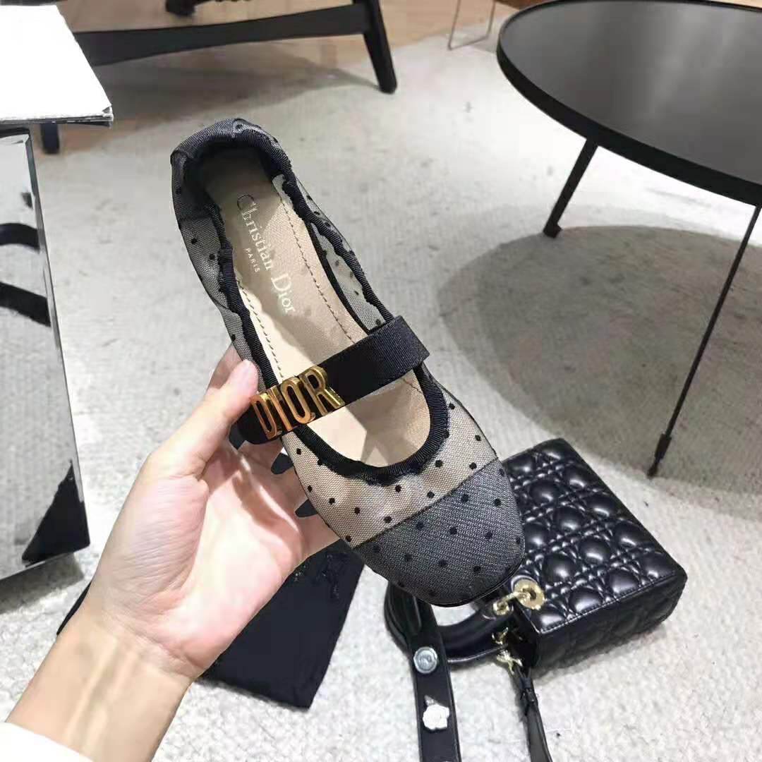 Top-down detail showing fabric texture on Dior Women Dior Baby-D Ballet Pump