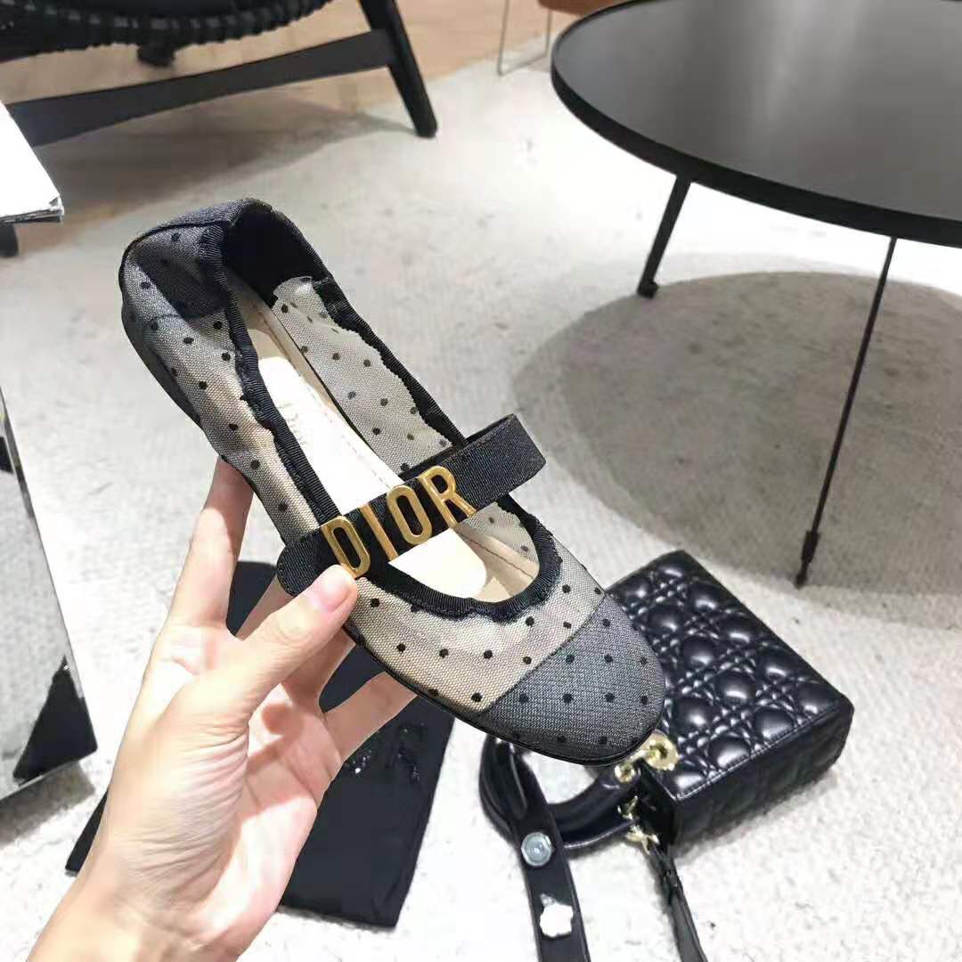Dior Women Dior Baby-D Ballet Pump in Black Dotted Swiss 3 cm Heel - image 4