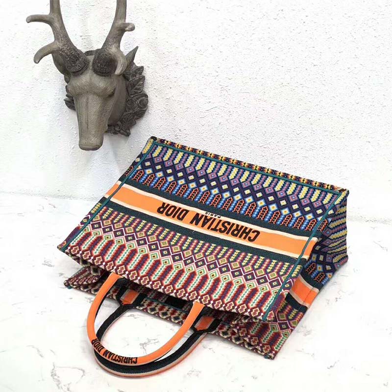 Dior Women Dior Book Tote Bag in Multi-Coloured Embroidered Canvas - image 6