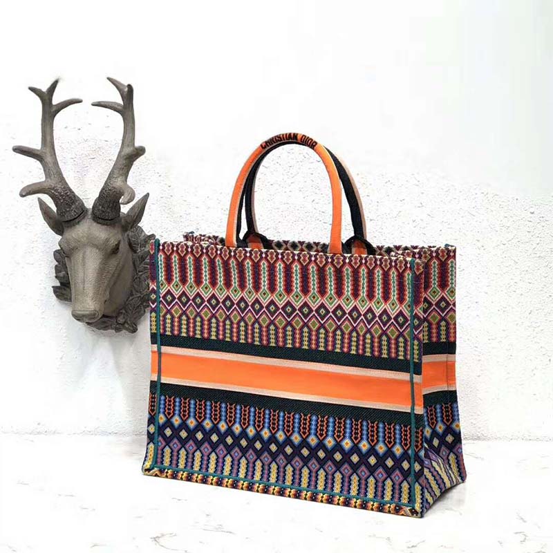 Dior Women Dior Book Tote Bag in Multi-Coloured Embroidered Canvas - image 4
