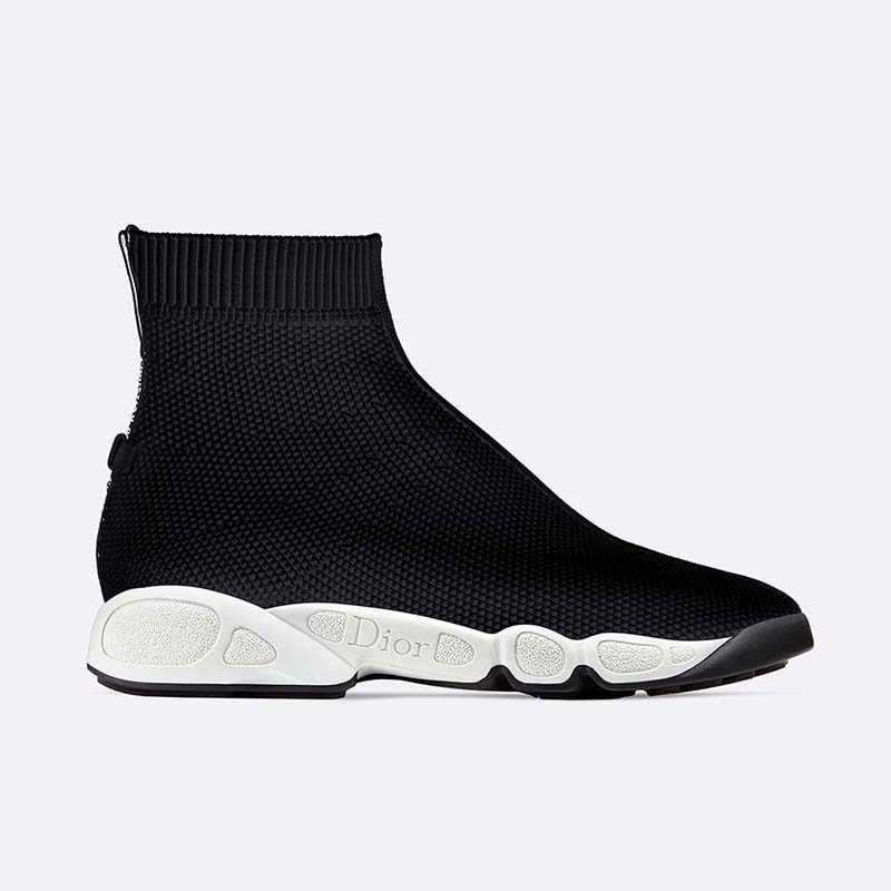 Side angle of Dior Women Dior Fusion Technical Canvas High-Top Sneaker-Black