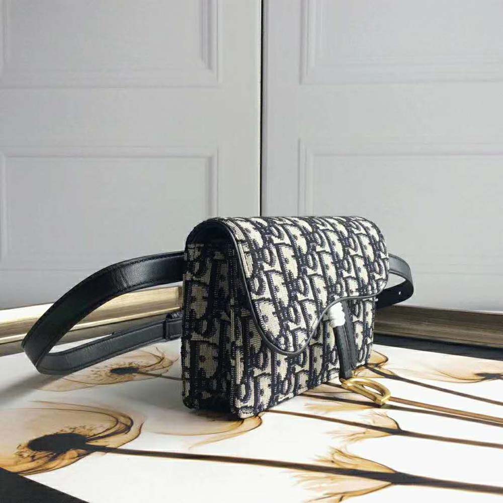 Dior Women Dior Oblique Saddle Belt Bag-Navy - image 4