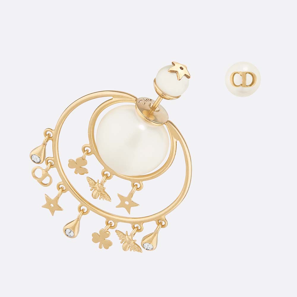 Front view of Dior Women Dior Tribales Asymmetric Earrings-Gold showing asymmetric design