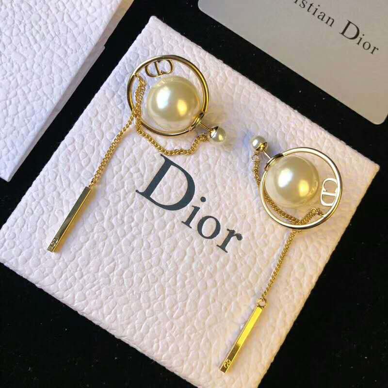 Close-up of Dior Women Dior Tribales Earrings-White highlighting signature hardware