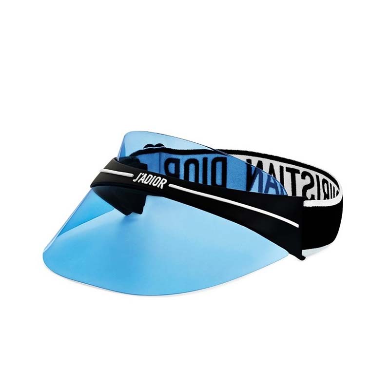 Side angle showing sleek blue acetate frame of Dior Women DiorClub1 Visor Sunglasses