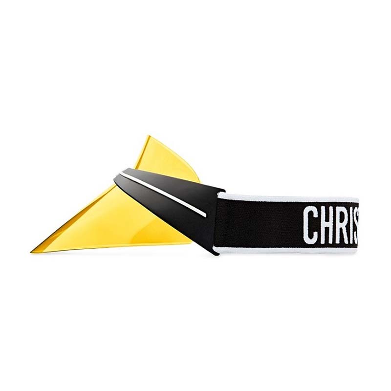 Side angle showing lightweight acetate frame of Dior Women DiorClub1 Visor Sunglasses-Yellow
