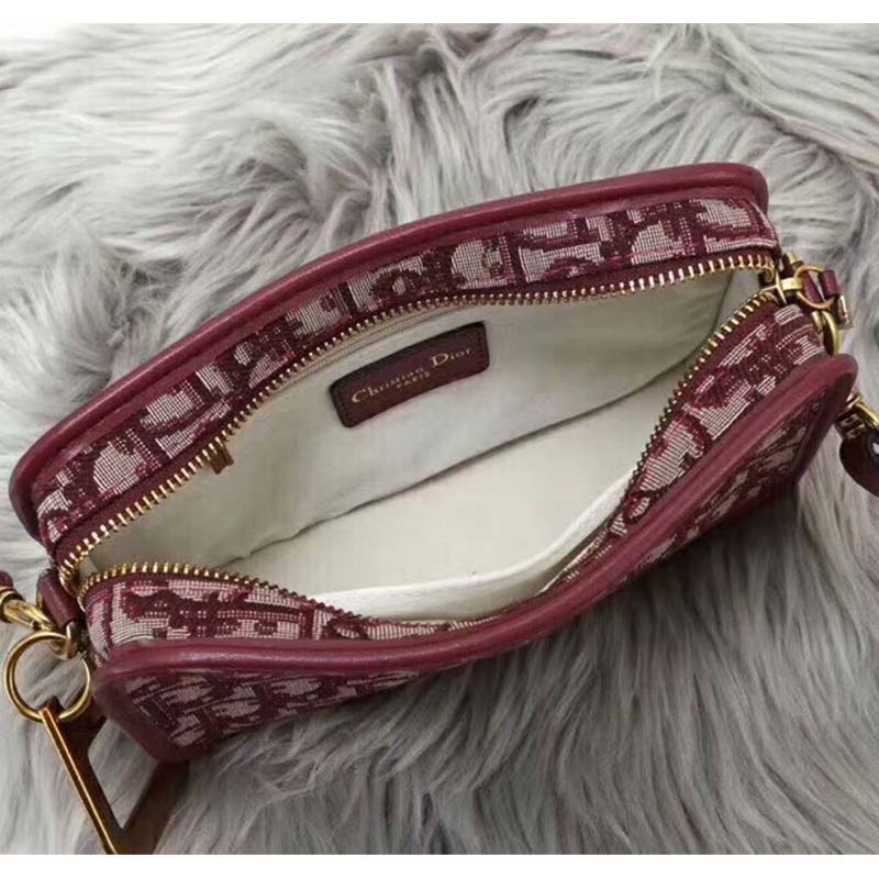 Dior Women Diorquake Clutch in Burgundy Canvas-Carmine - image 7