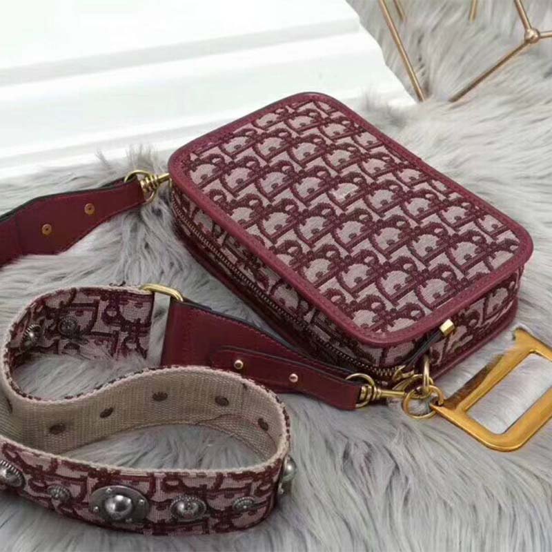 Dior Women Diorquake Clutch in Burgundy Canvas-Carmine - image 6