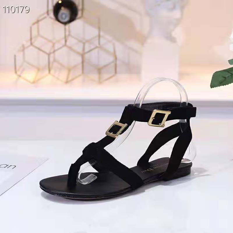 Dior Women Double-D Sandal in Suede Calfskin-Black - image 6