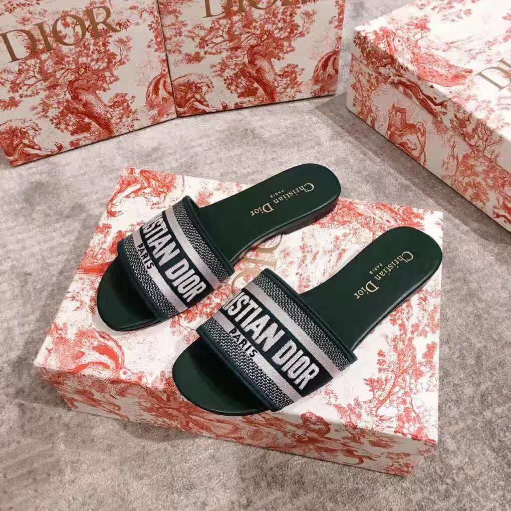 Dior Women Dway Embroidered Cotton Mule-Green - image 4