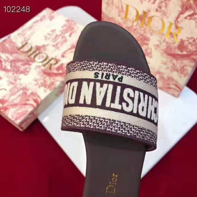 Dior Women Dway Embroidered Cotton Mule-Maroon - image 9