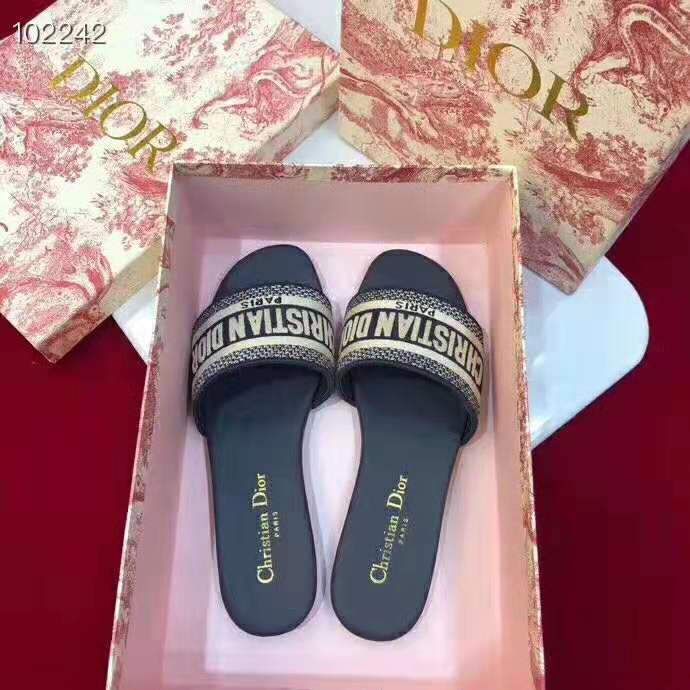 Dior Women Dway Embroidered Cotton Mule-Navy - image 5
