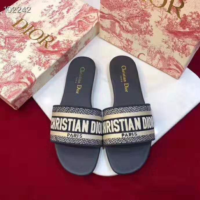 Dior Women Dway Embroidered Cotton Mule-Navy - image 6