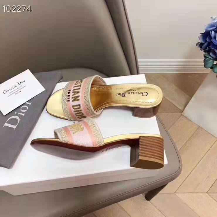 Dior Women Dway Mule in Embroidered Cotton-Gold - image 5
