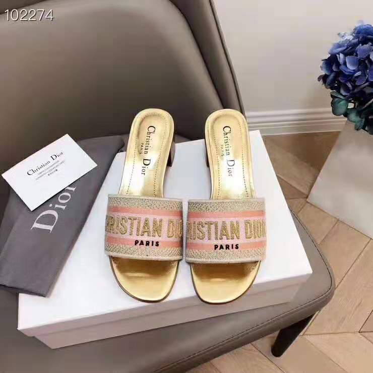 Top angle showing open back detail of Dior Women Dway Mule