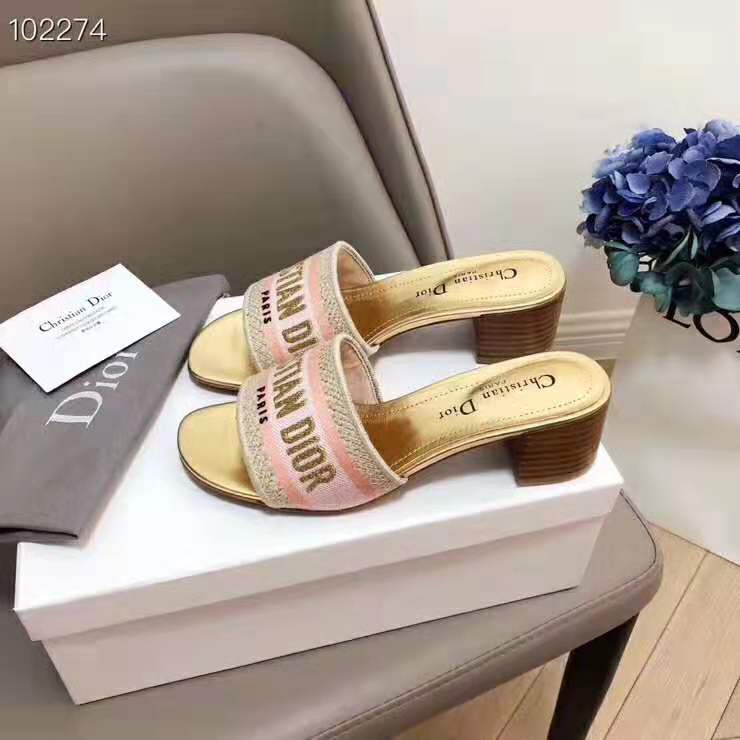 Dior Women Dway Mule in Embroidered Cotton-Gold - image 4